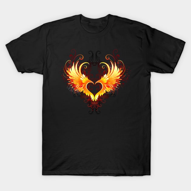 Angel Fire Heart with Wings T-Shirt by Blackmoon9